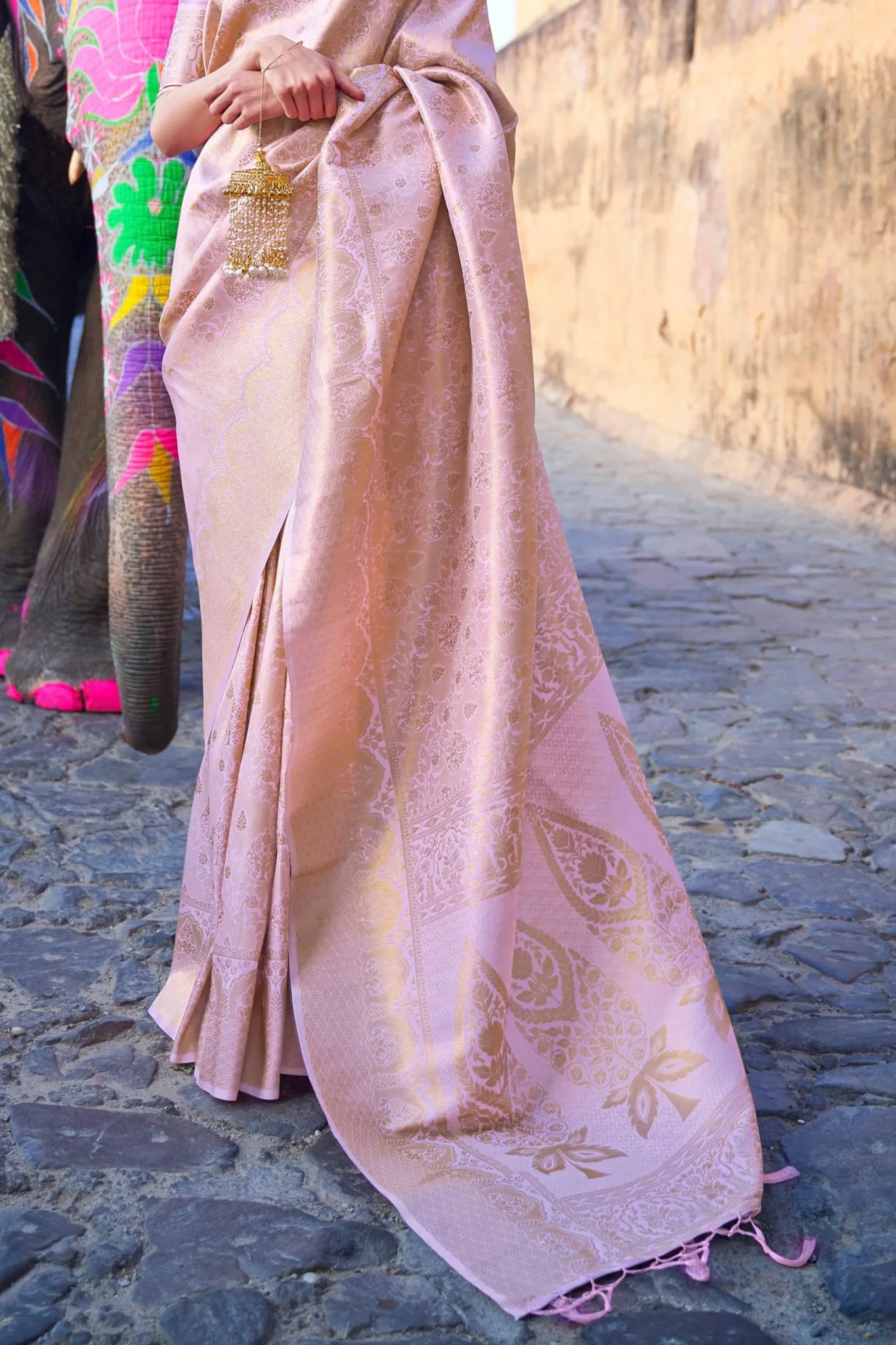 Lilac Zari Woven Silk Saree