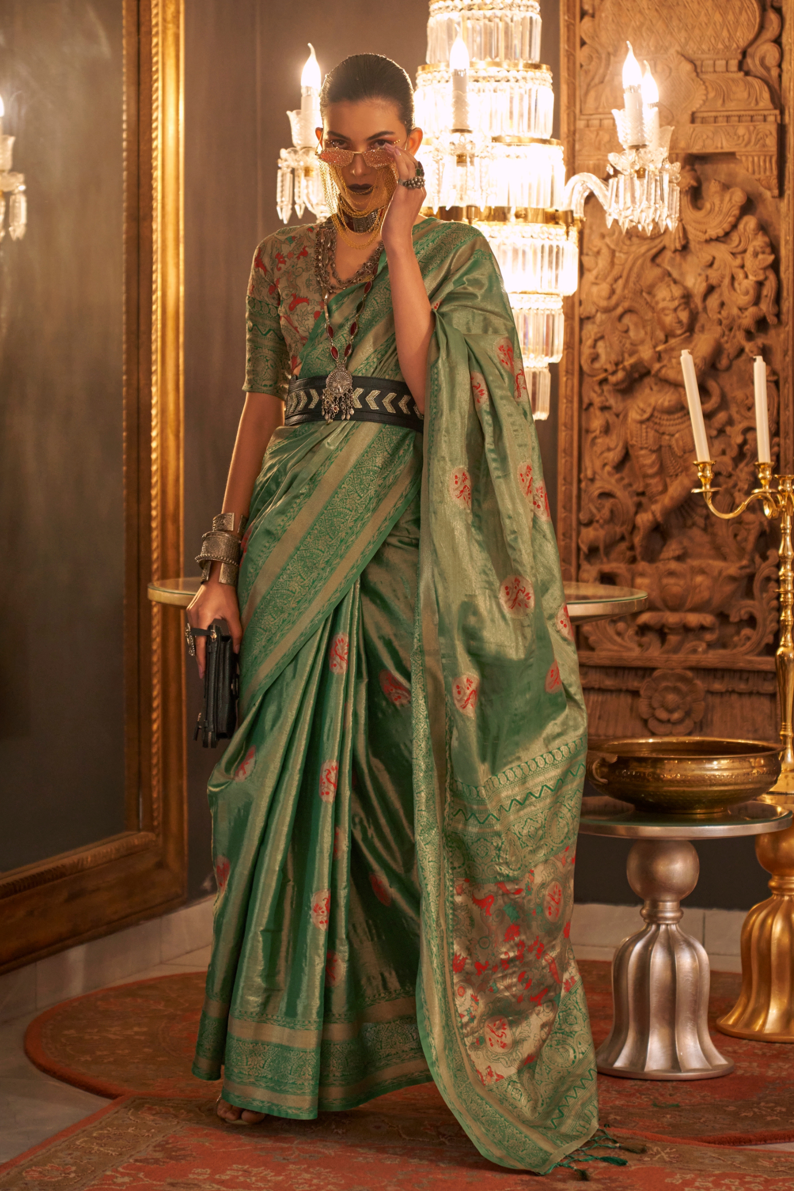 Green Zari Base Silk Saree