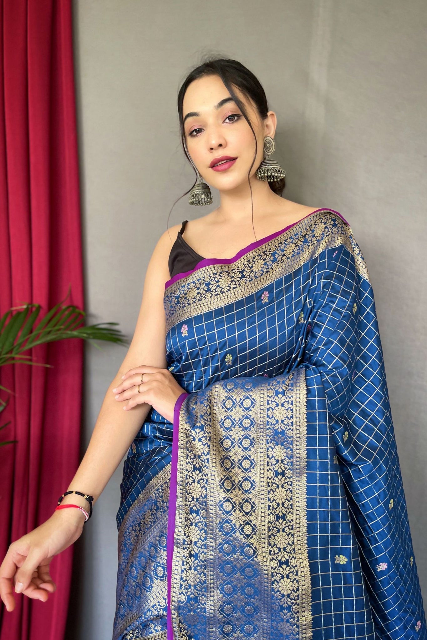 Chambray Color Silk Saree with Antique Weaving