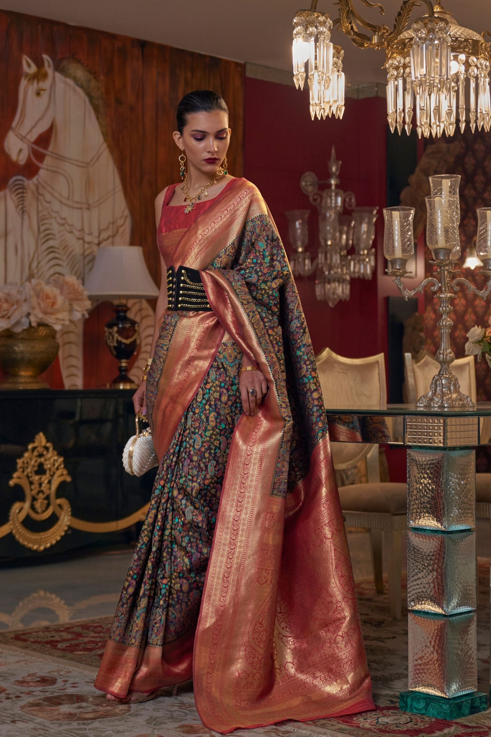 Multicolor Kashmiri Woven Modal Saree