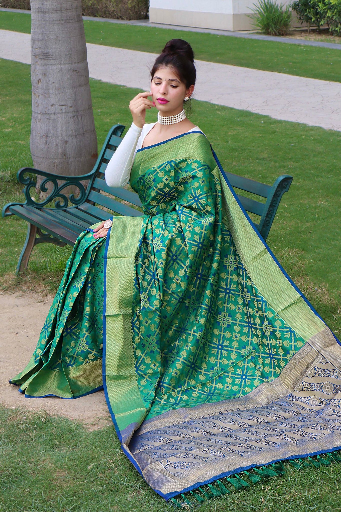 Aqua Green Silk Zari Woven Saree