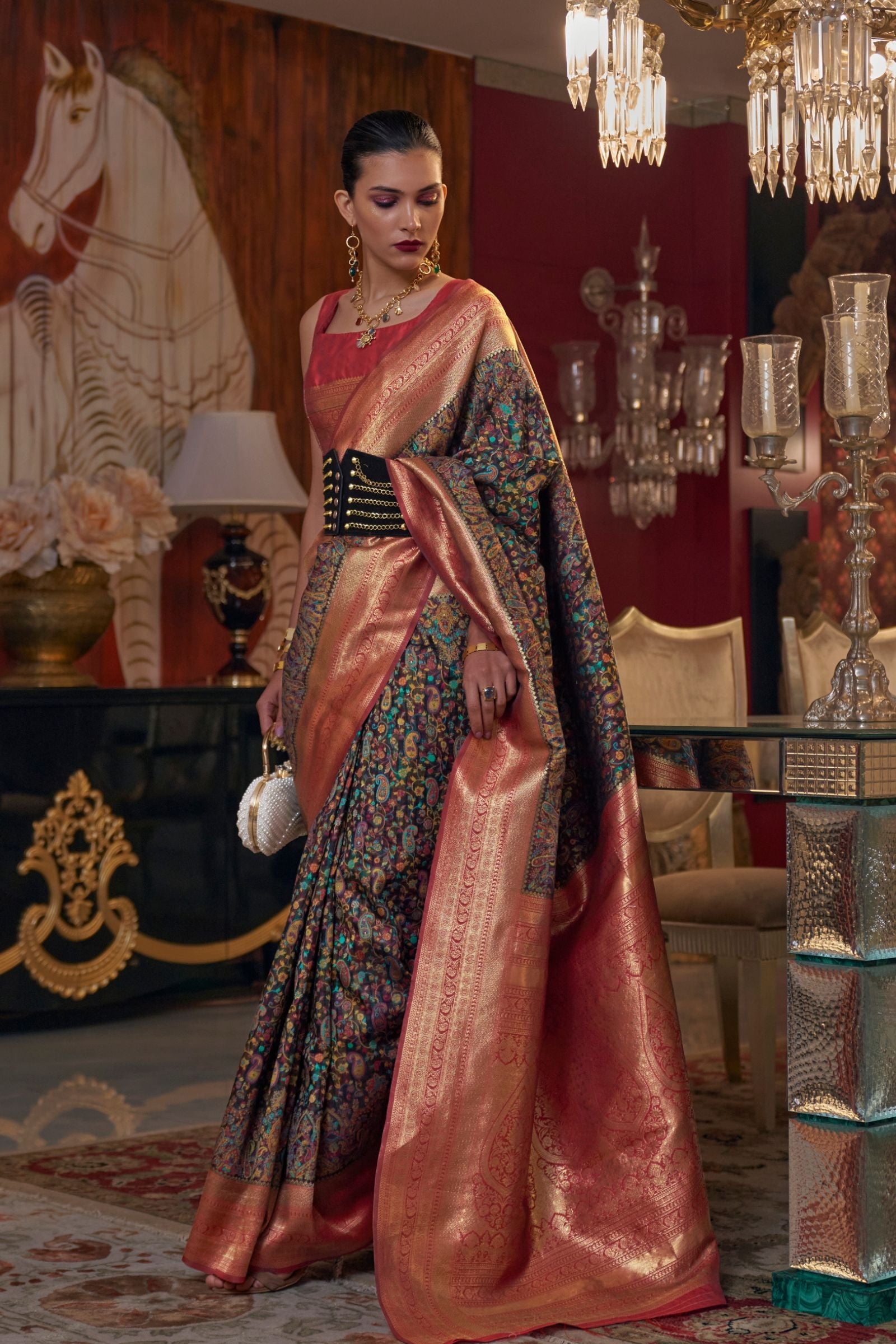 Multicolor Kashmiri Woven Modal Saree