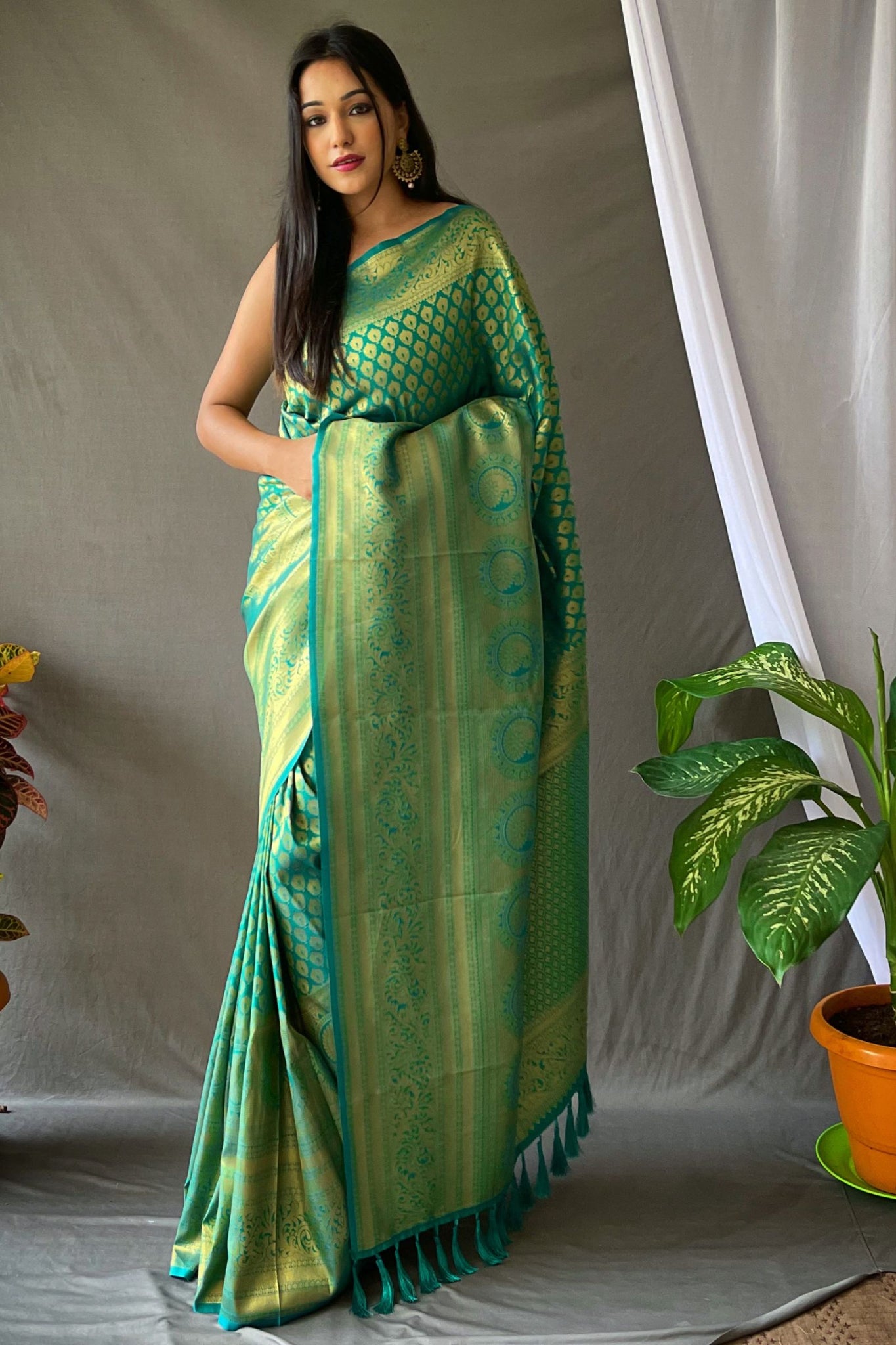 Deep Green Kanjivaram Silk Saree