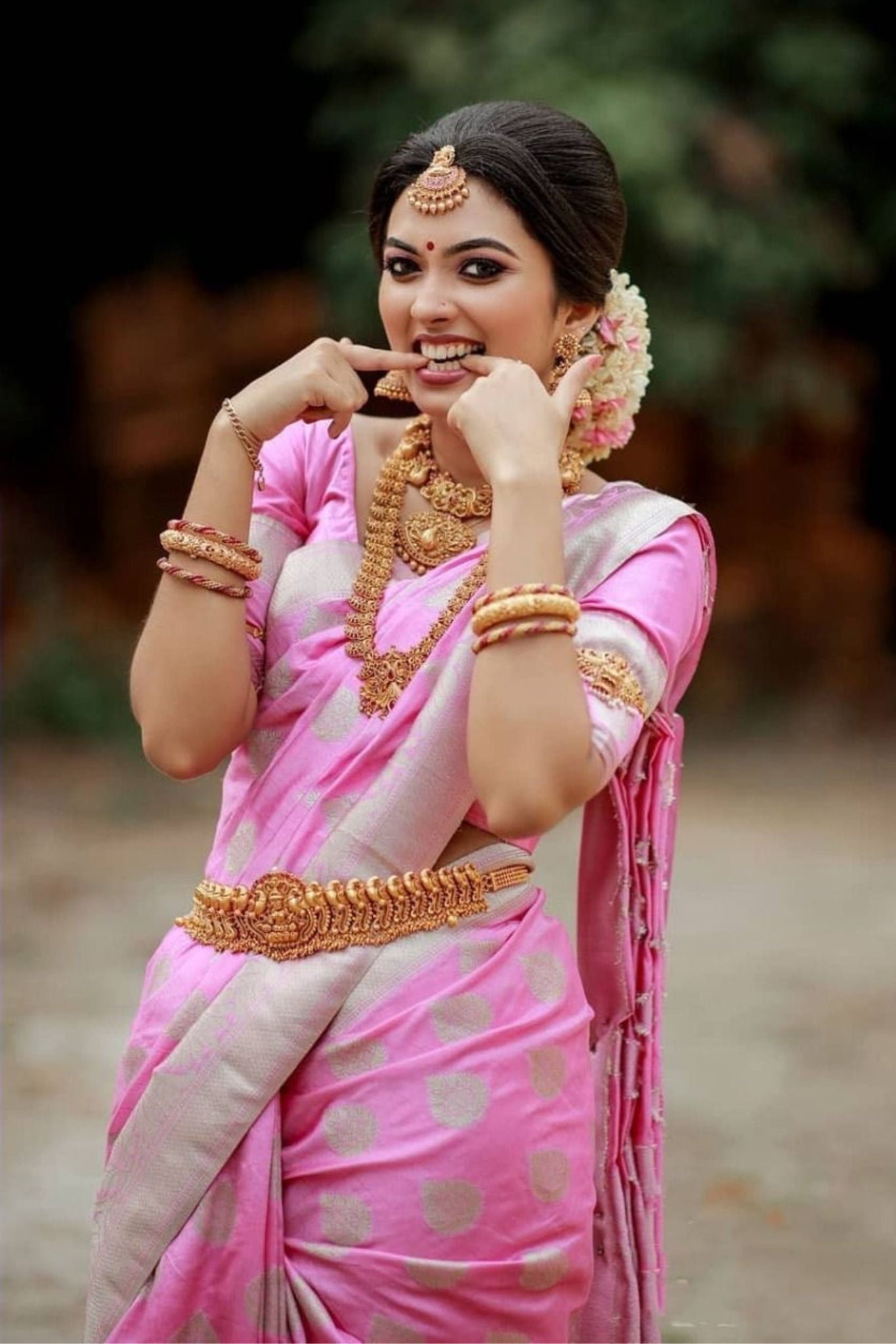 Pink Jacquard Work Banarasi Silk Saree