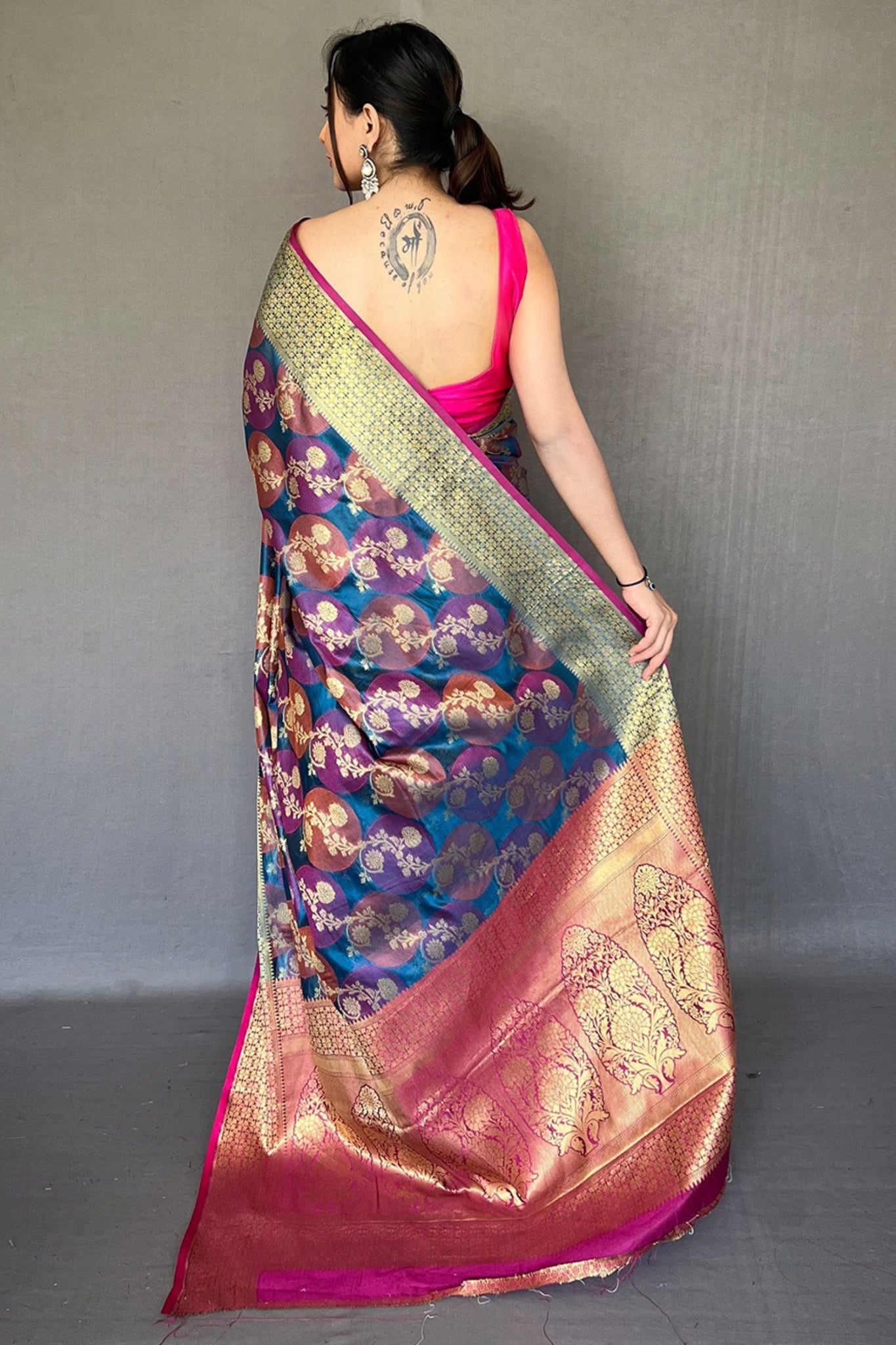 Purple Zari Weaving Organza Silk Saree