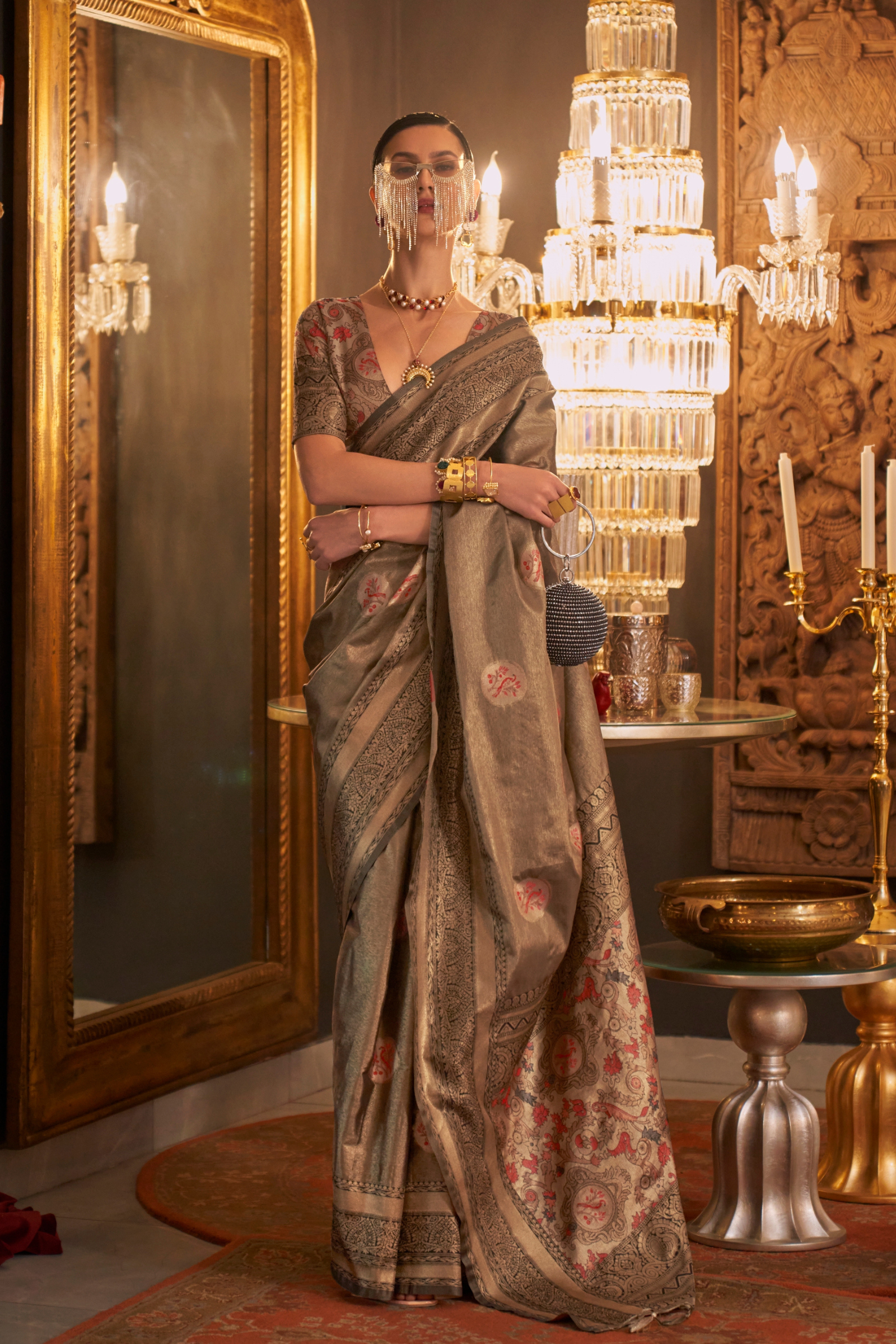 Golden Zari Base Silk Saree