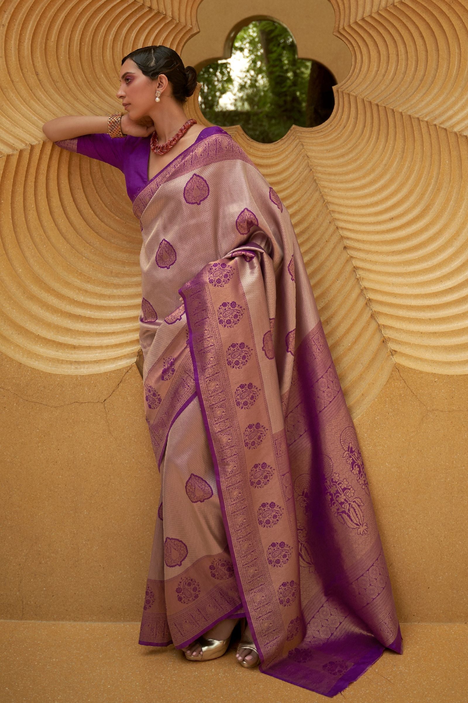 Purple Double Tone Silk Saree